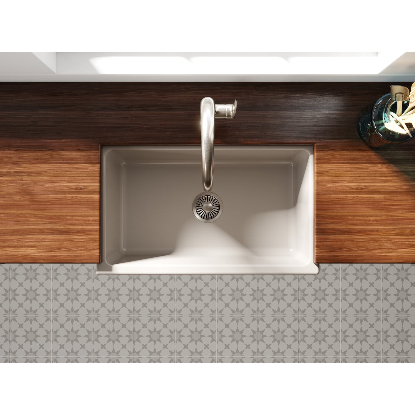 Fortis 30" x 18" Silver Flax Single Bowl Farmhouse Apron-Front Reversible Fireclay Rectangular Kitchen Sink