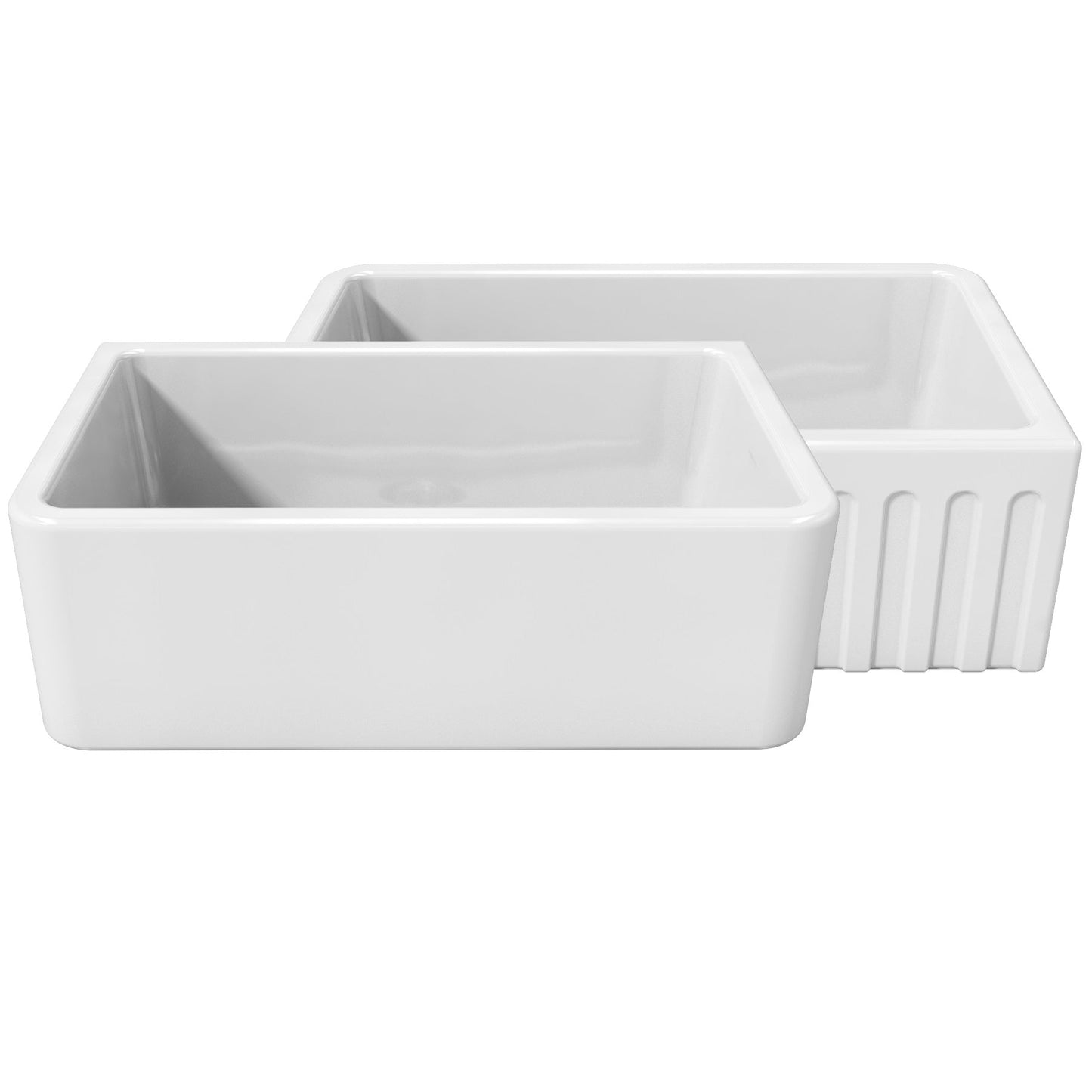 Fortis 30" x 18" White Single Bowl Farmhouse Apron-Front Reversible Fireclay Rectangular Kitchen Sink