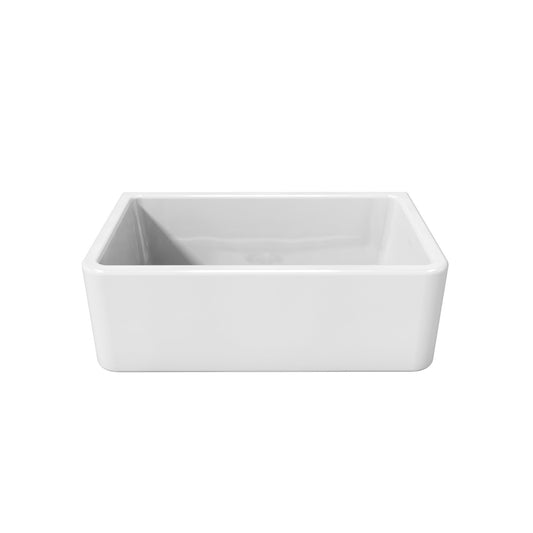 Fortis 30" x 18" White Single Bowl Farmhouse Apron-Front Reversible Fireclay Rectangular Kitchen Sink