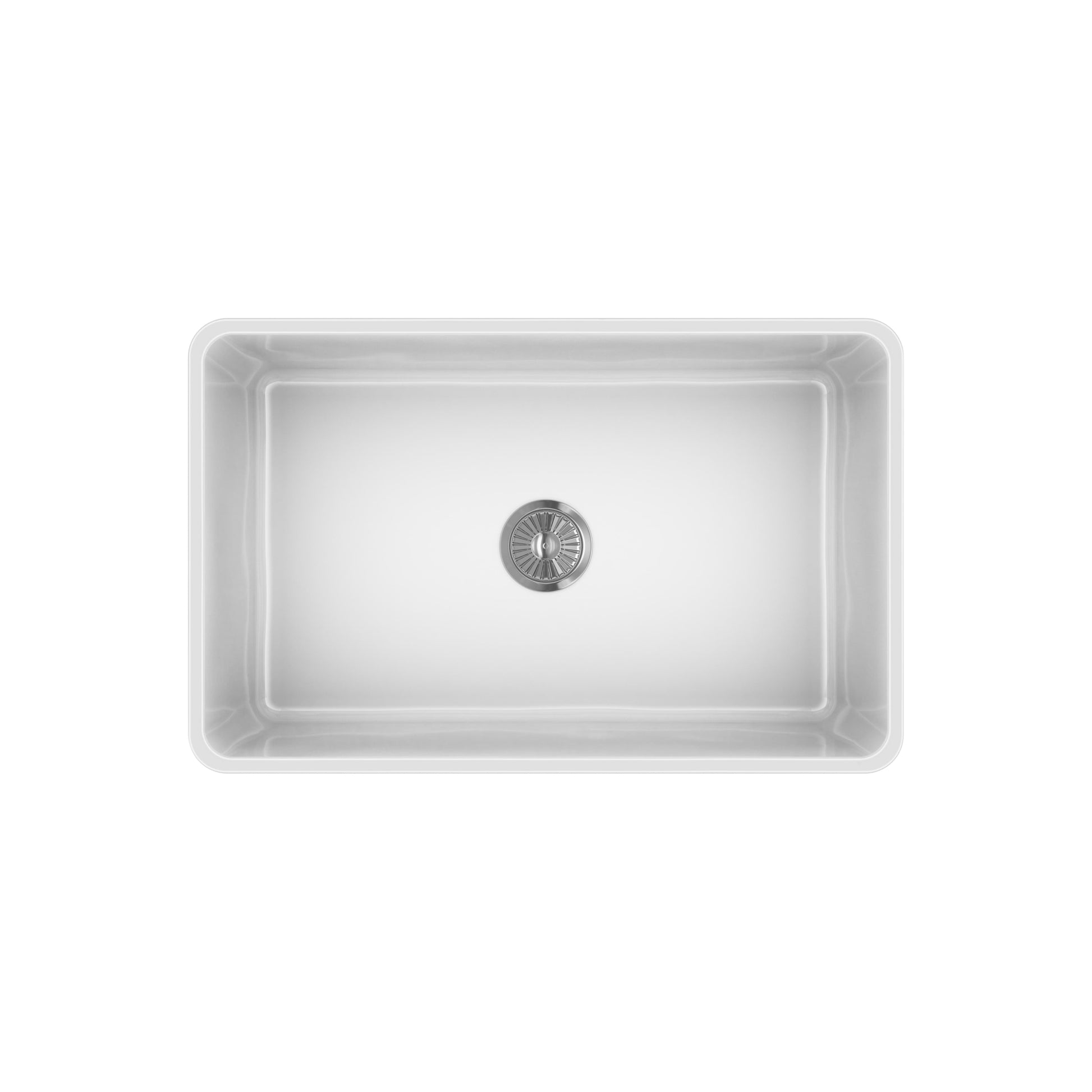 Fortis 30" x 19" White Single Bowl Farmhouse Apron-Front Reversible Fireclay Rectangular Kitchen Sink