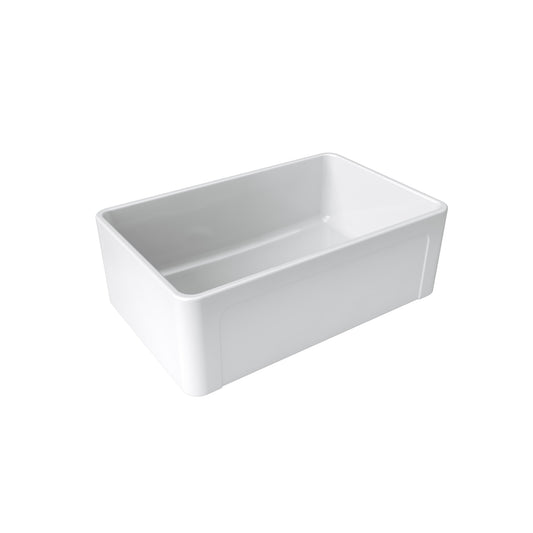 Fortis 30" x 19" White Single Bowl Farmhouse Apron-Front Reversible Fireclay Rectangular Kitchen Sink