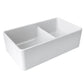 Fortis 33" White Double Bowl Farmhouse Reversible Fireclay Rectangular Kitchen Sink