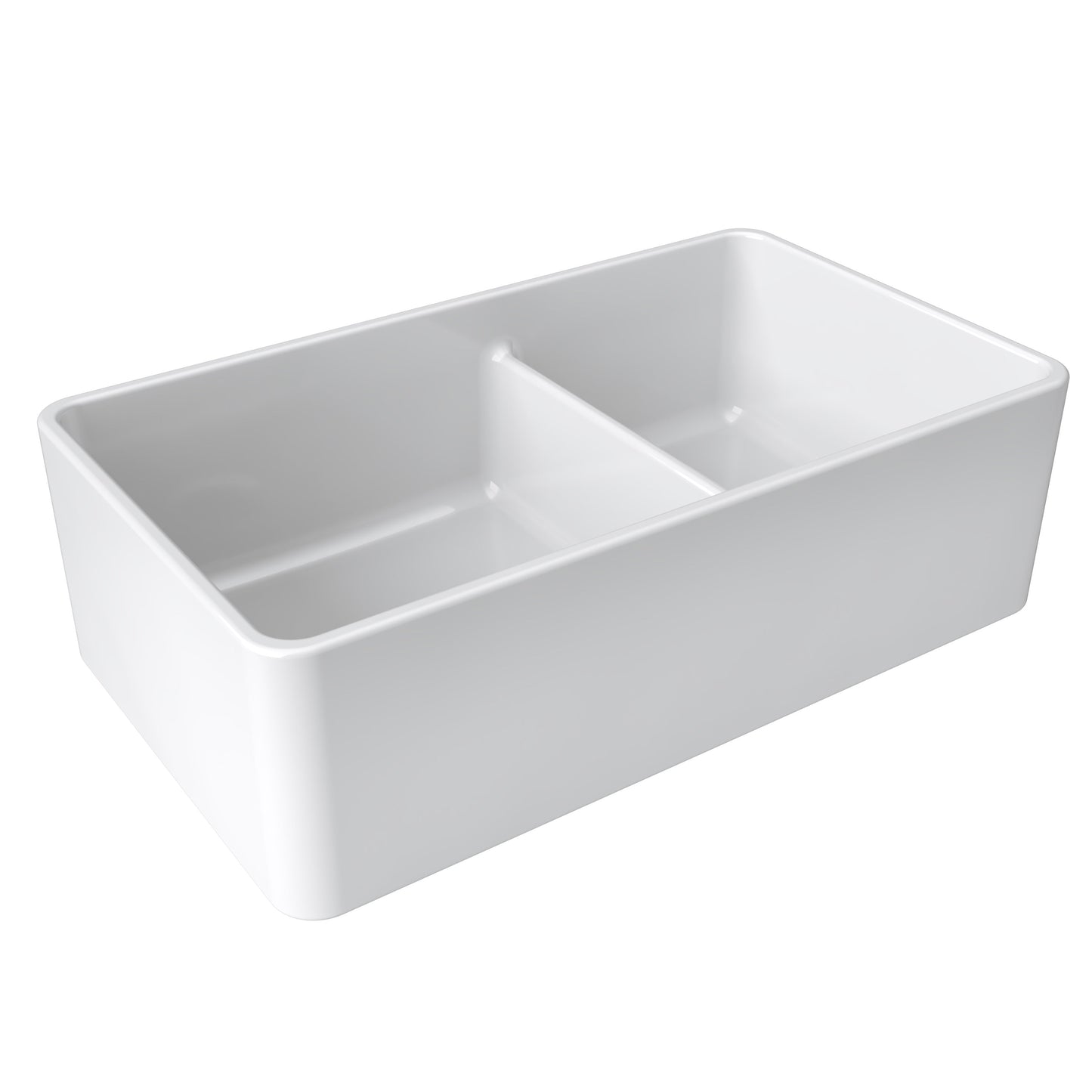 Fortis 33" White Double Bowl Farmhouse Reversible Fireclay Rectangular Kitchen Sink