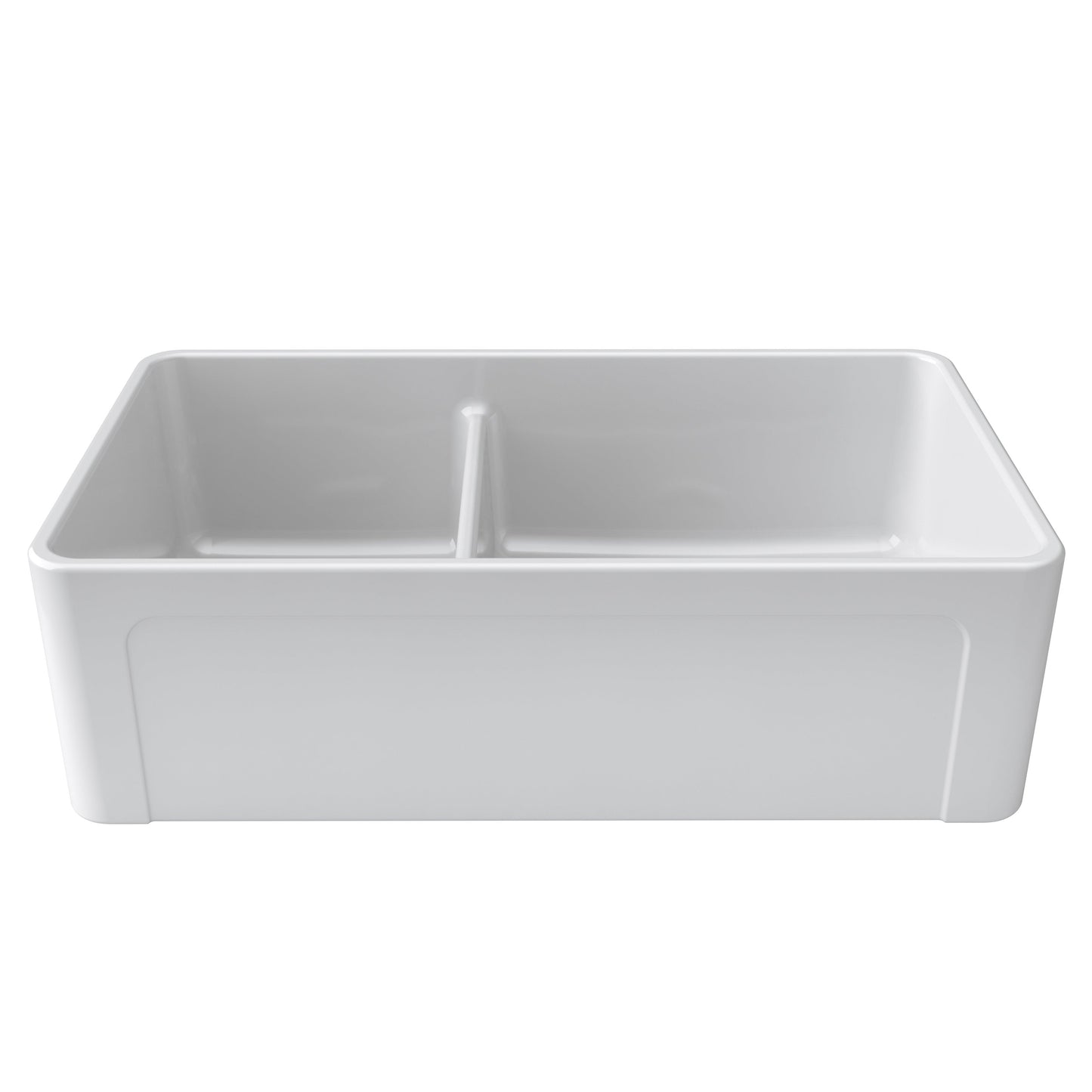 Fortis 33" White Double Bowl Farmhouse Reversible Fireclay Rectangular Kitchen Sink