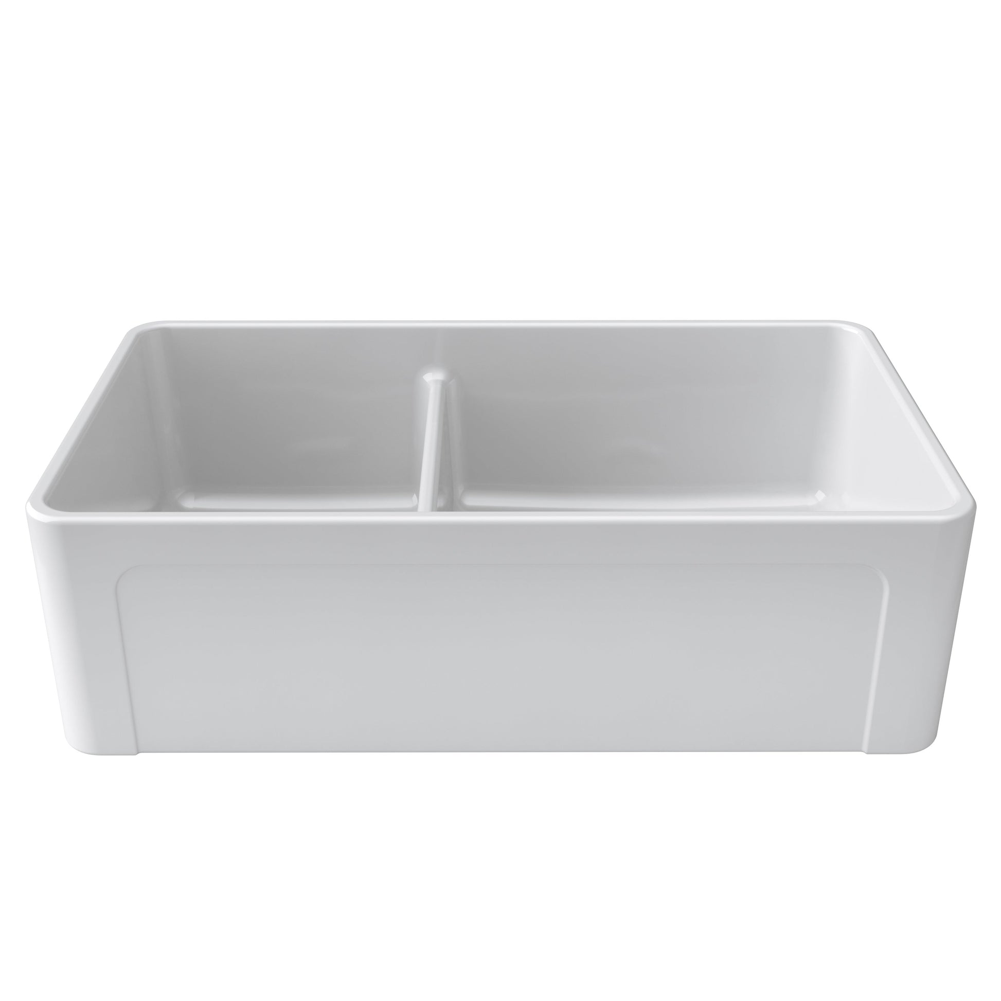 Fortis 33" White Double Bowl Farmhouse Reversible Fireclay Rectangular Kitchen Sink