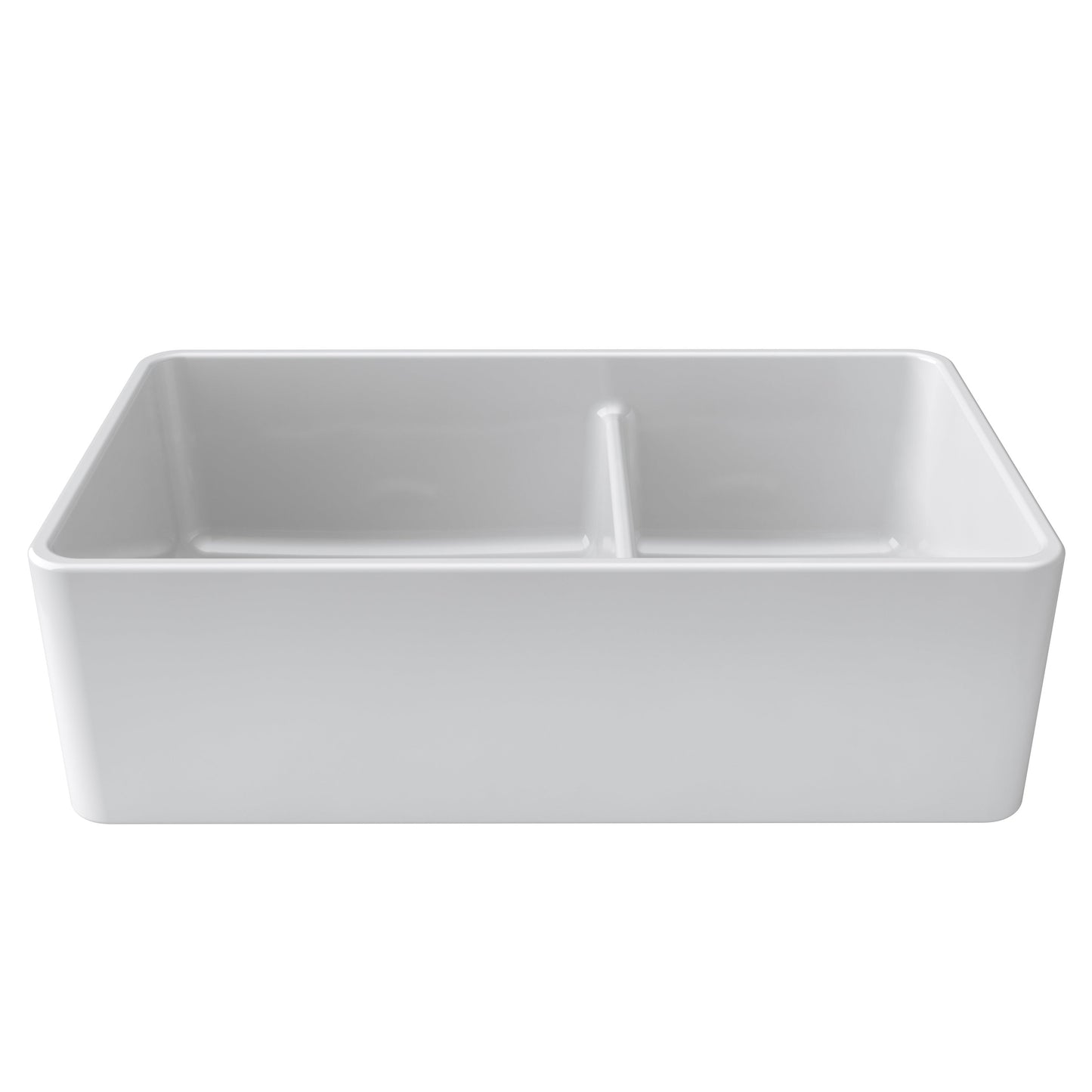 Fortis 33" White Double Bowl Farmhouse Reversible Fireclay Rectangular Kitchen Sink