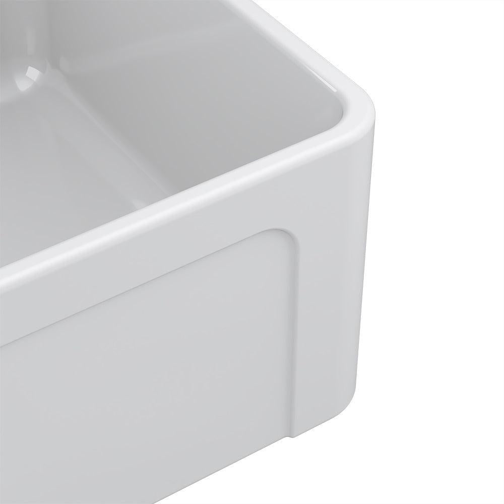 Fortis 33" White Double Bowl Farmhouse Reversible Fireclay Rectangular Kitchen Sink