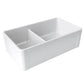 Fortis 33" White Double Bowl Farmhouse Reversible Fireclay Rectangular Kitchen Sink