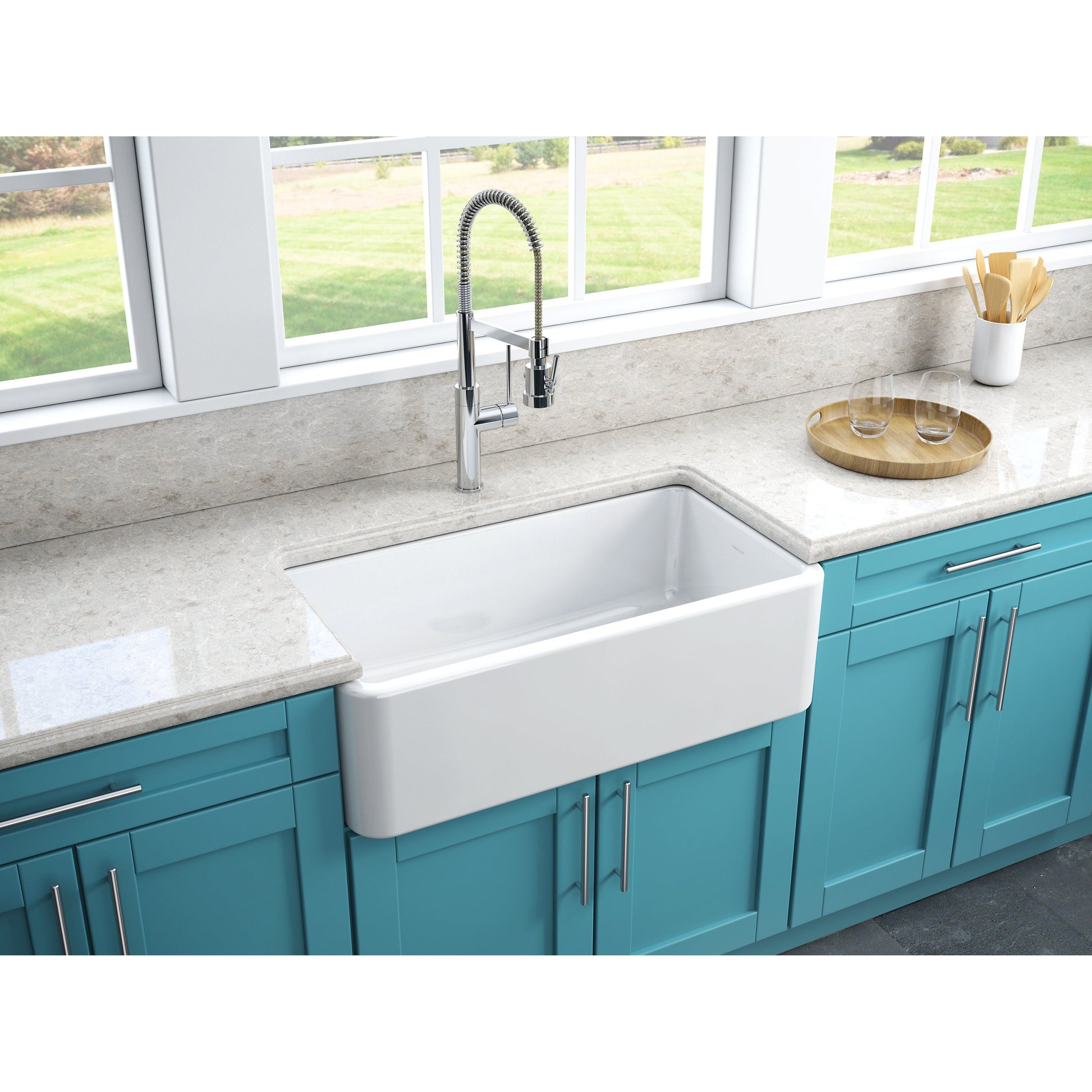 Fortis 33" x 18" Matte Black Single Bowl Farmhouse Apron-Front Reversible Fireclay Rectangular Kitchen Sink