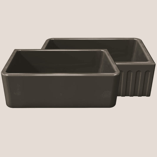 Fortis 33" x 18" Matte Black Single Bowl Farmhouse Apron-Front Reversible Fireclay Rectangular Kitchen Sink