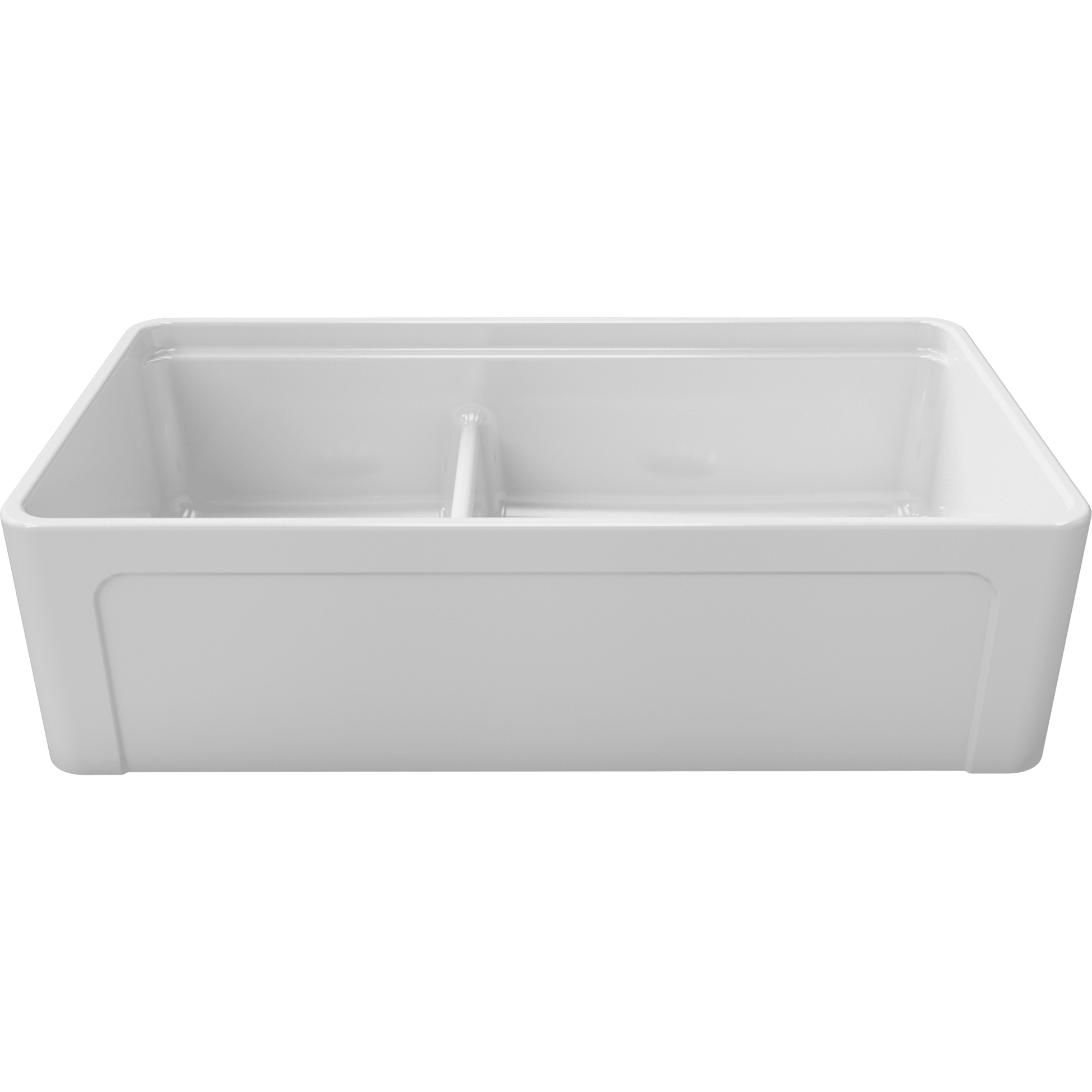 Fortis 36" White Double Bowl Farmhouse Reversible Fireclay Rectangular Kitchen Sink