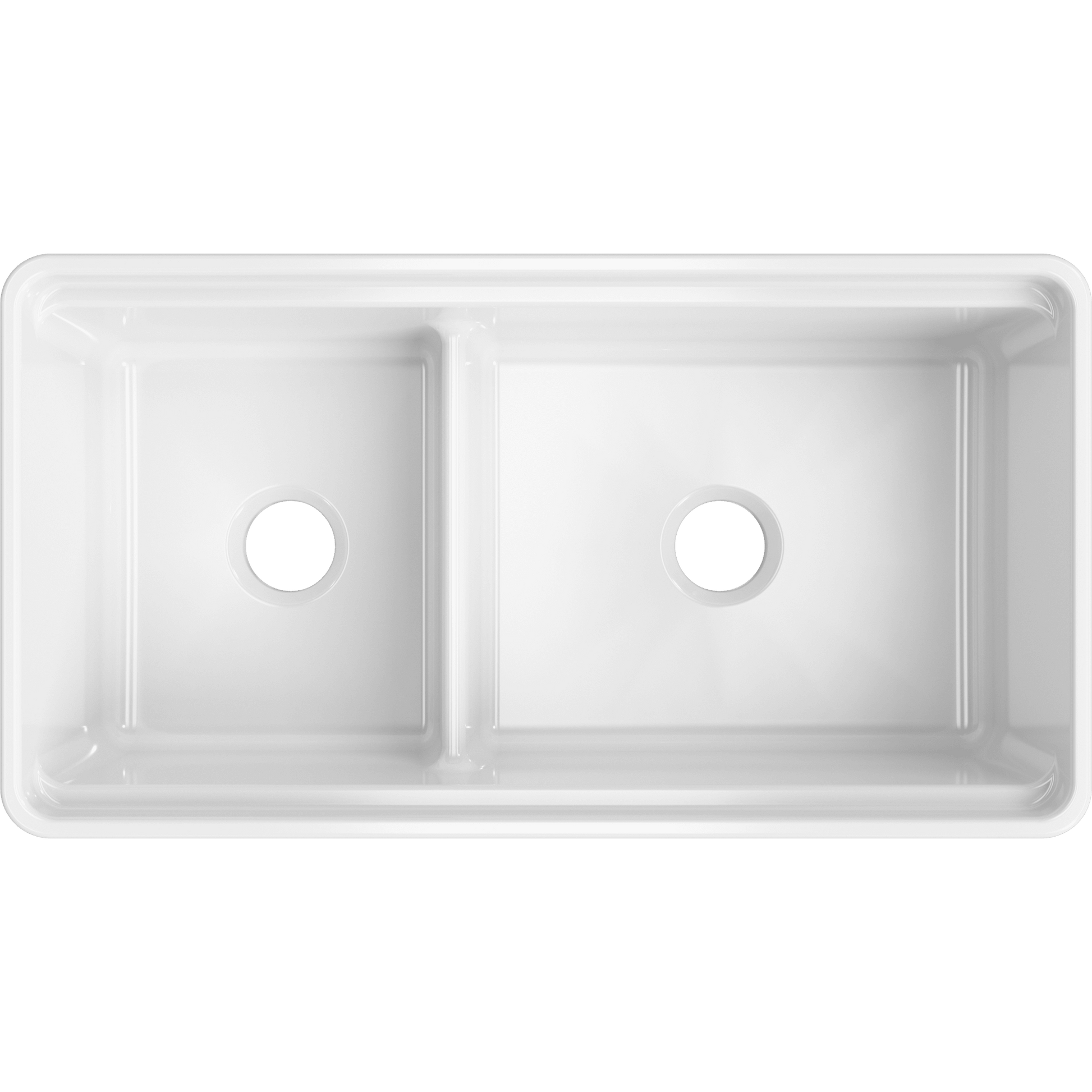 Fortis 36" White Double Bowl Farmhouse Reversible Fireclay Rectangular Kitchen Sink