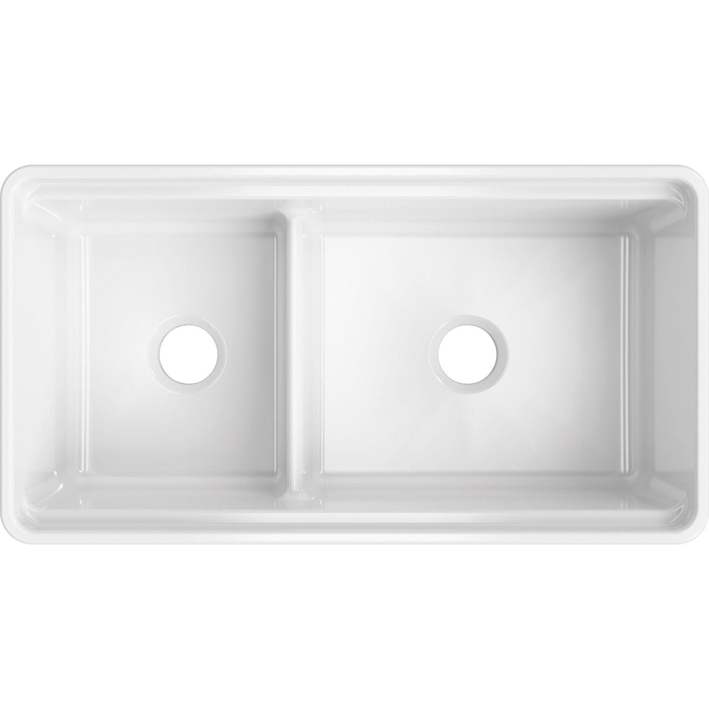 Fortis 36" White Double Bowl Farmhouse Reversible Fireclay Rectangular Kitchen Sink
