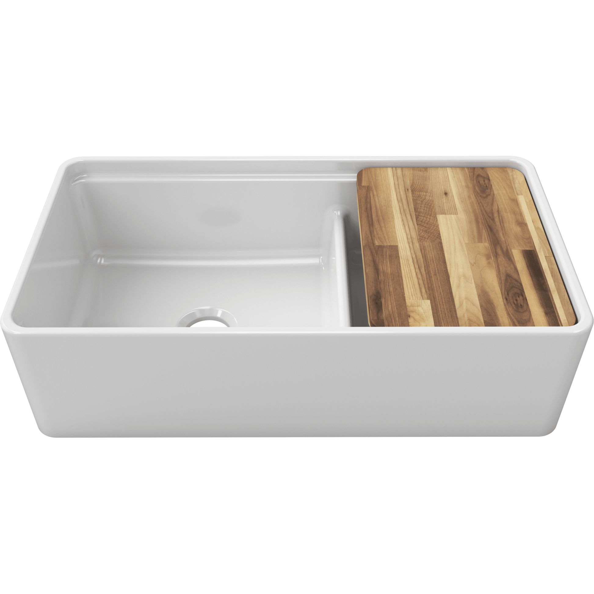 Fortis 36" White Double Bowl Farmhouse Reversible Fireclay Rectangular Kitchen Sink