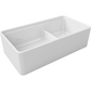 Fortis 36" White Double Bowl Farmhouse Reversible Fireclay Rectangular Kitchen Sink
