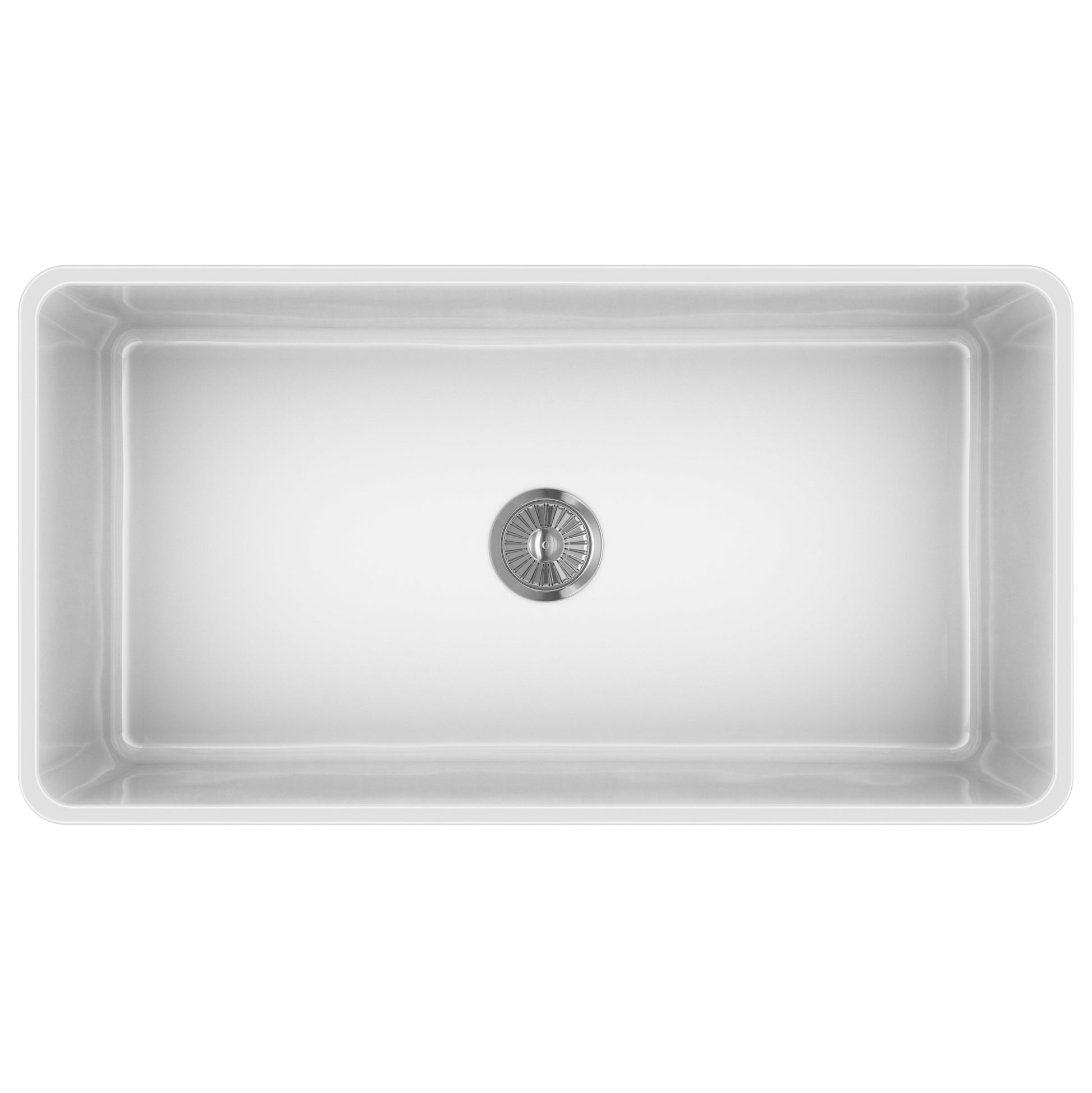 Fortis 36" White Single Bowl Farmhouse Apron-Front Reversible Fireclay Rectangular Kitchen Sink