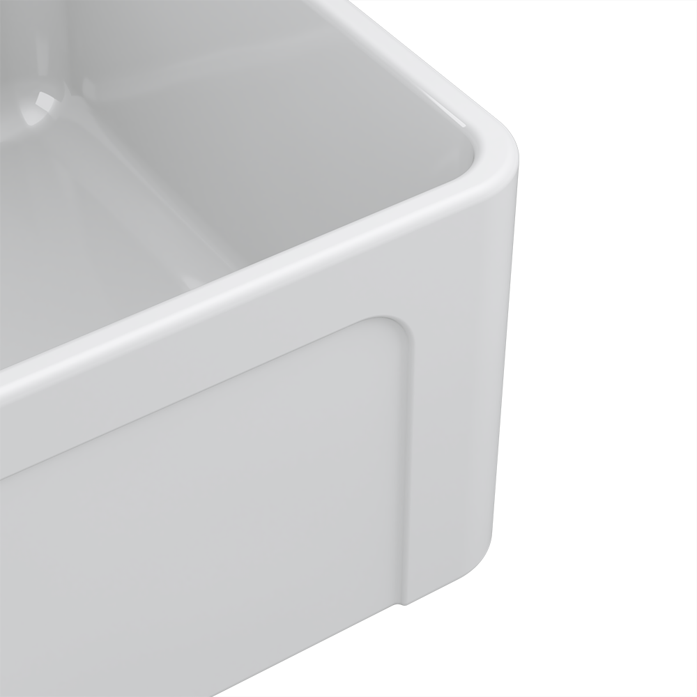 Fortis 36" White Single Bowl Farmhouse Apron-Front Reversible Fireclay Rectangular Kitchen Sink