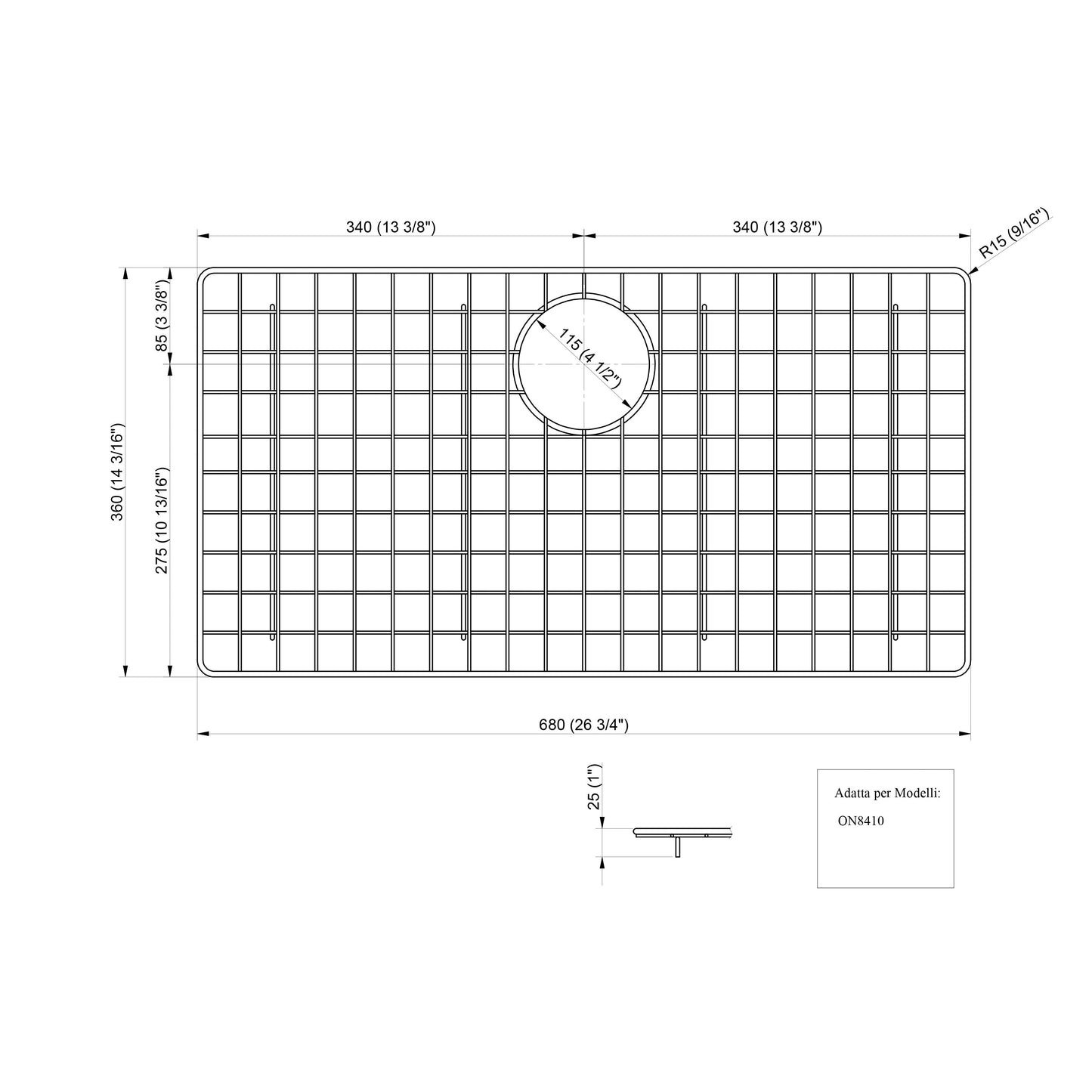 Fortis Plados Grid for Sink Models ON8410, ON8401ST