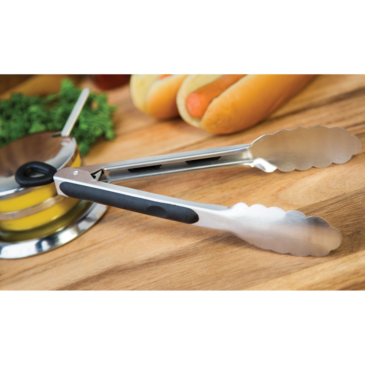 Fox Run 9" Stainless Steel Locking Tongs - (50 Pieces)