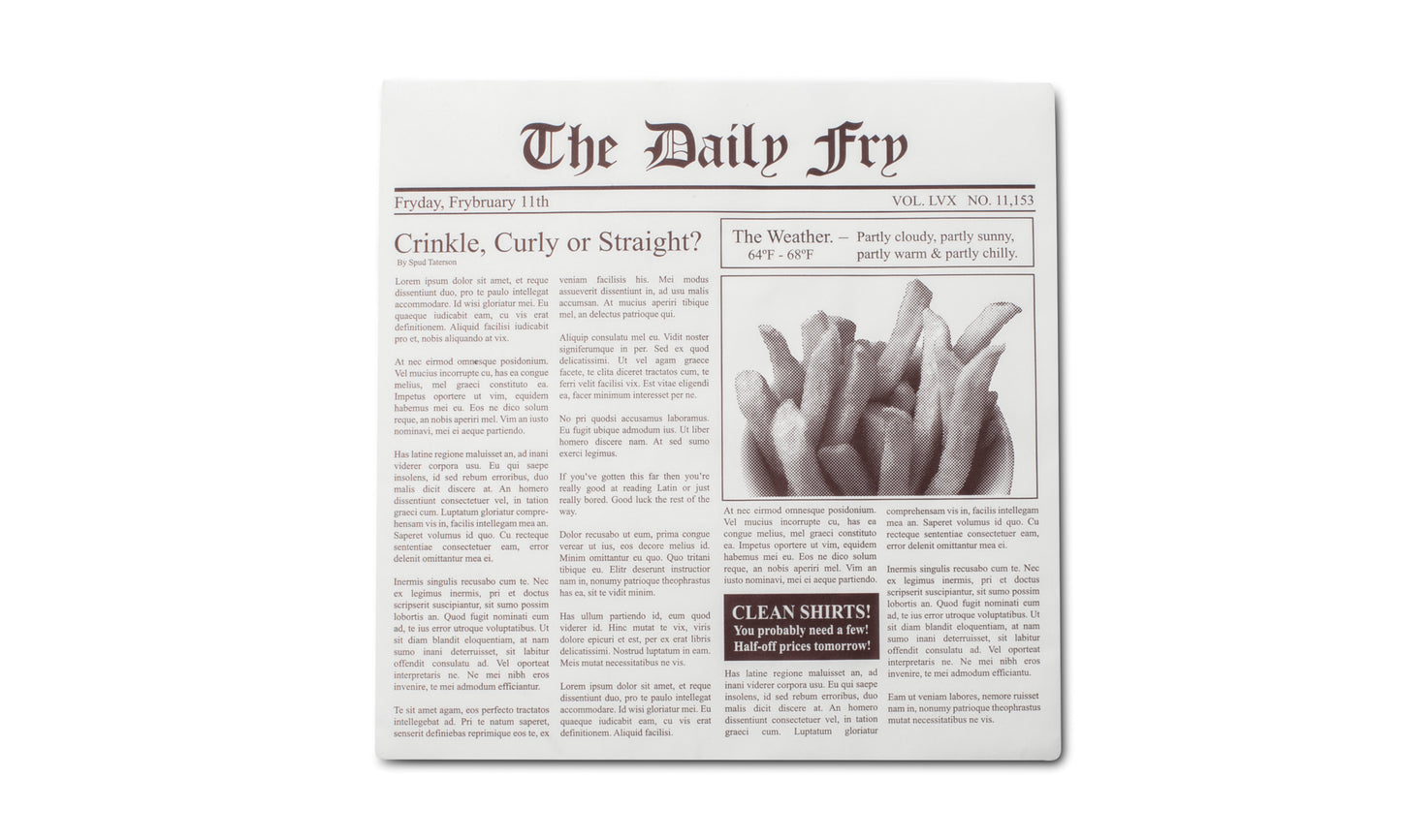 Fox Run French Fry Paper, Newsprint - (Bundle of 100)