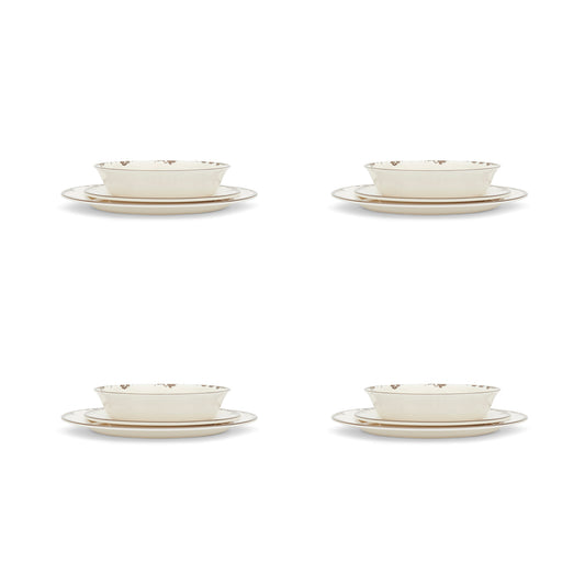 Fox Run Melamine Dinnerware Set, 12-Piece, Service for 4 - Ivory - (10 Sets)
