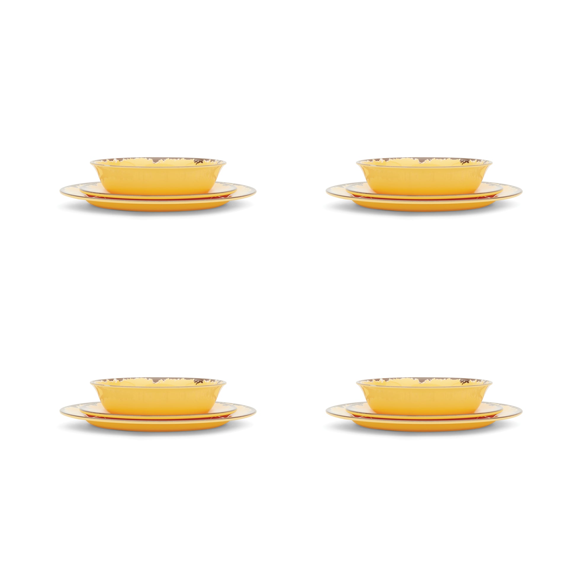 Fox Run Melamine Dinnerware Set 12-Piece, Service for 4, Yellow - (10 Sets)
