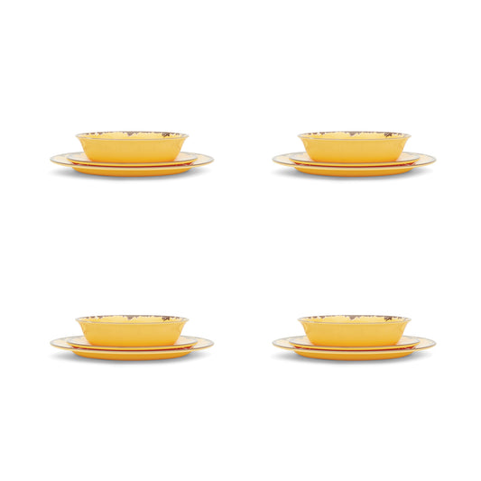 Fox Run Melamine Dinnerware Set 12-Piece, Service for 4, Yellow - (10 Sets)