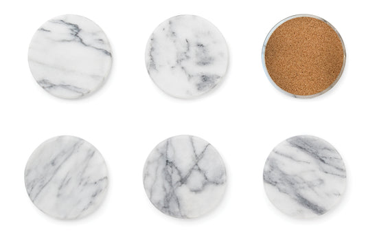 Fox Run White Marble Coaster S/6 - (8 Sets)