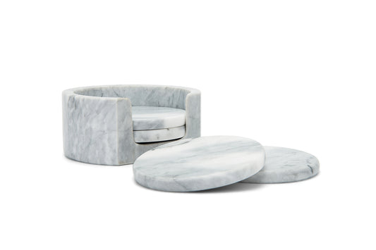 Fox Run White Marble Coaster Set of 4 - (10 Sets)