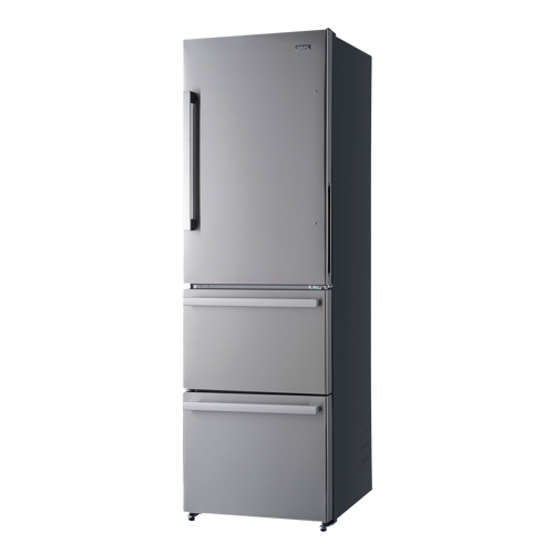Galanz 351L Stainless Steel 3-Door Bottom Mount Refrigerator With Built-In Ice Maker - GLR12BS2K16