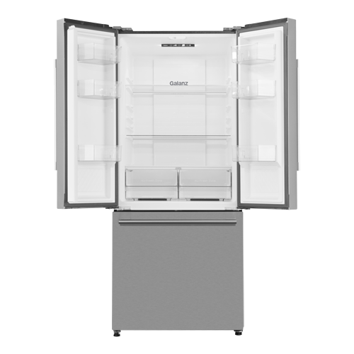 Galanz 453L Stainless Steel 3-Door French Door Bottom Mount Refrigerator With Built-in Ice Maker - GLR16FS2K16
