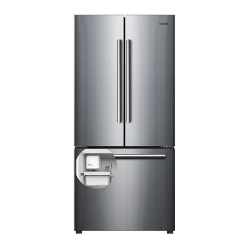 Galanz 453L Stainless Steel 3-Door French Door Bottom Mount Refrigerator With Built-in Ice Maker - GLR16FS2K16