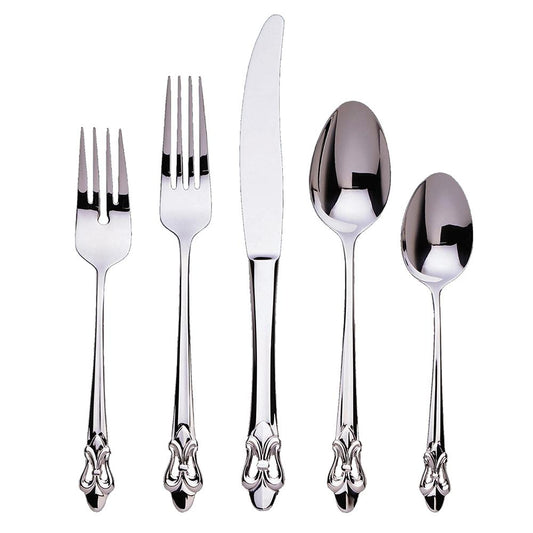 Ginkgo International Helmick Collection 20-Piece Stainless Steel Fleur de Lis Flatware Set