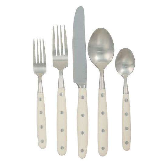 Ginkgo International Helmick Collection 20-Piece Stainless Steel Lyon Ivory Flatware Set