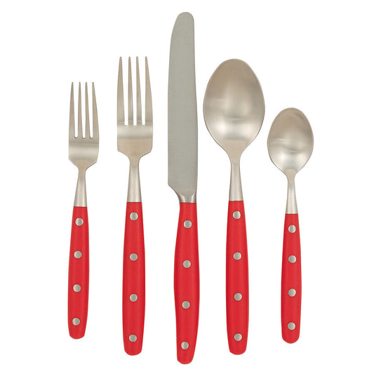 Ginkgo International Helmick Collection 20-Piece Stainless Steel Lyon Poppy Red Flatware Set