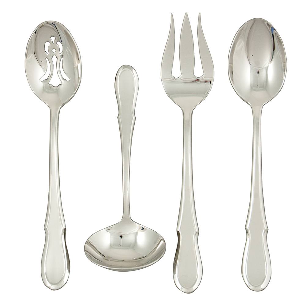 Ginkgo International Helmick Collection 4-Piece Stainless Steel Celine Platinum Hostess Set