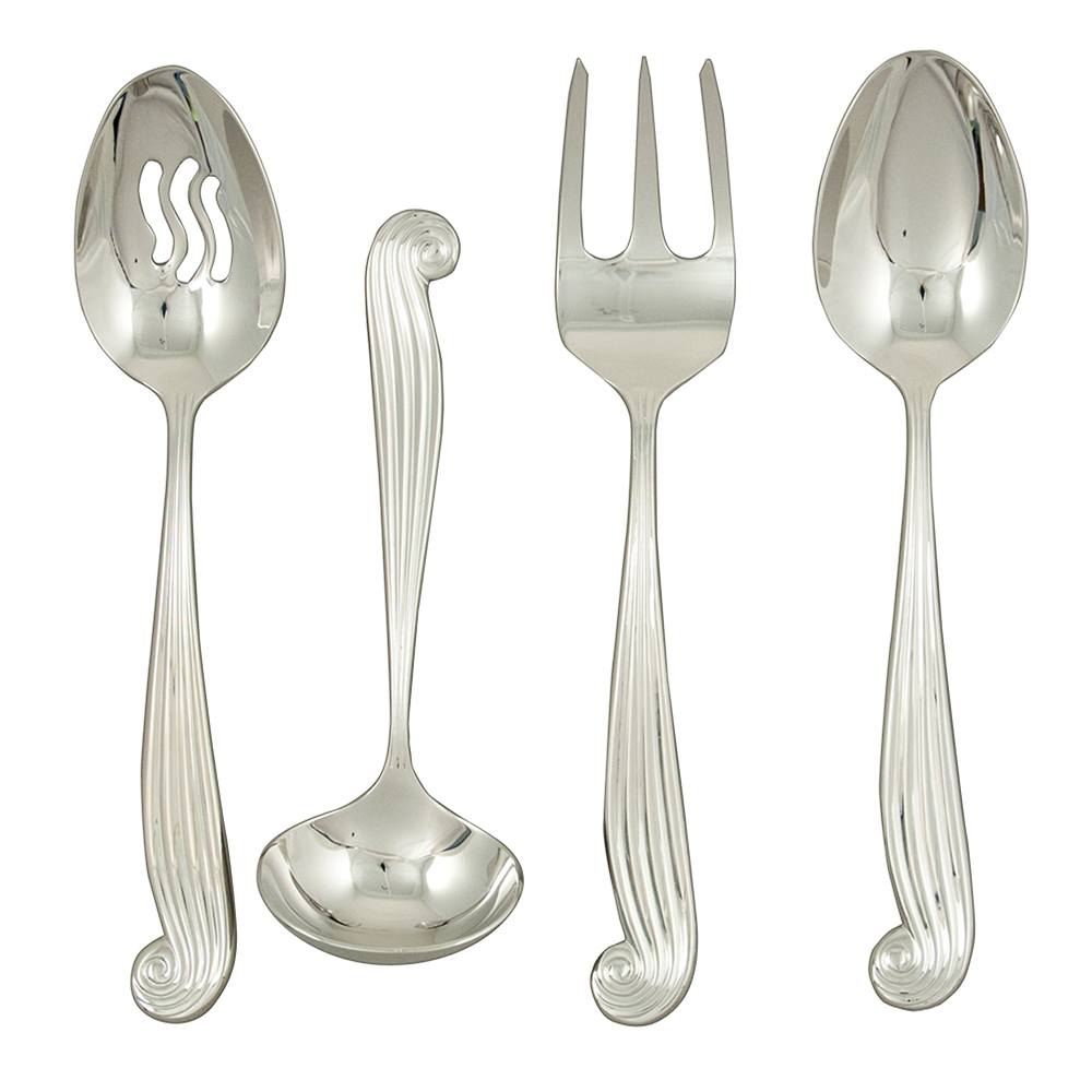 Ginkgo International Helmick Collection 4-Piece Stainless Steel LaMer Hostess Set