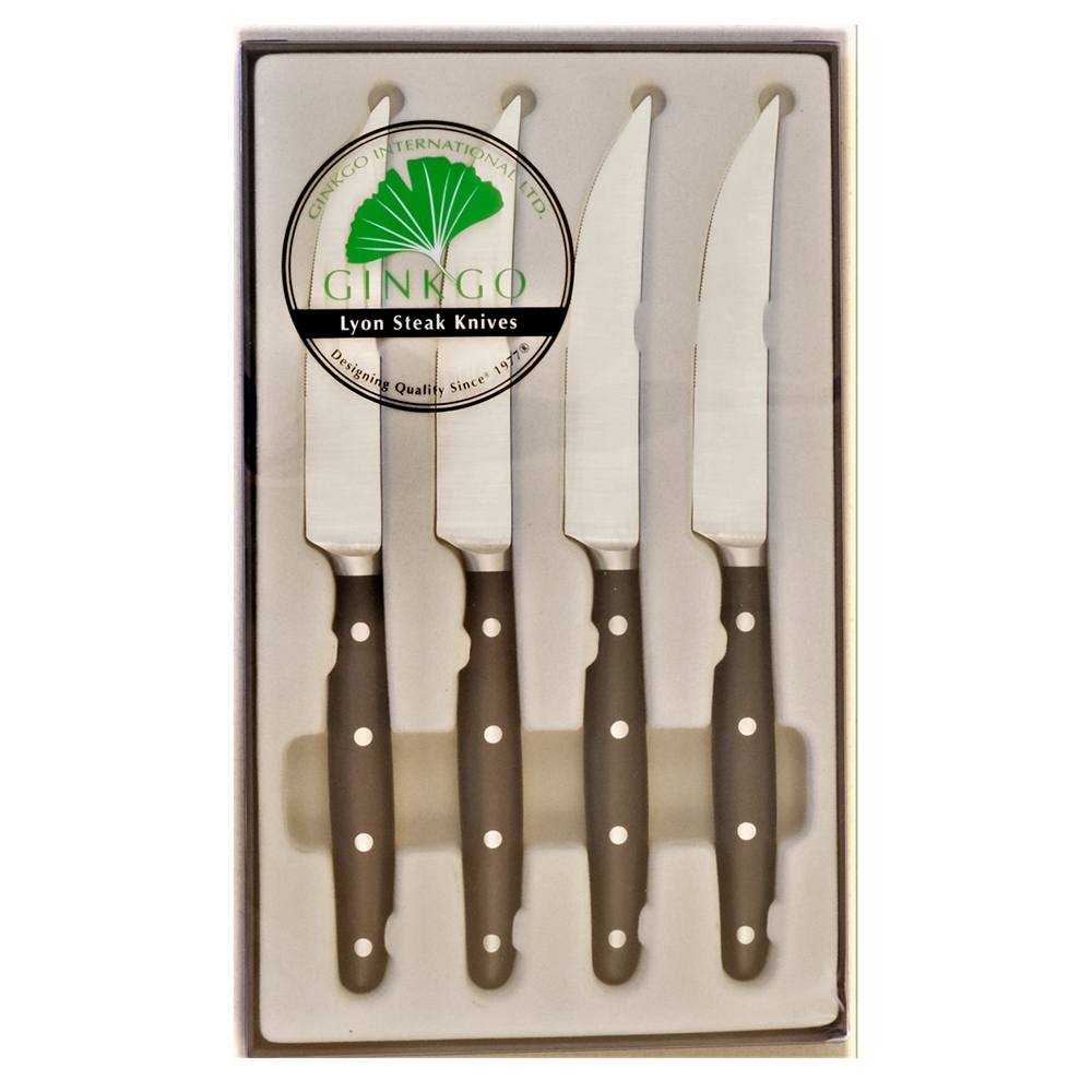 Ginkgo International Helmick Collection 4-Piece Stainless Steel Lyon Ebony Steak Knife Set