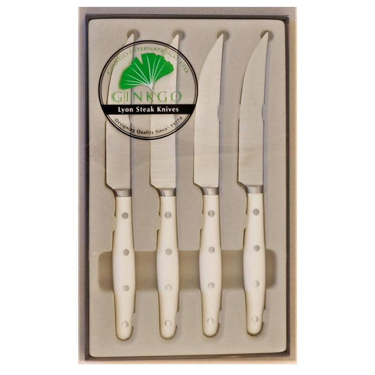 Ginkgo International Helmick Collection 4-Piece Stainless Steel Lyon Ivory Steak Knife Set