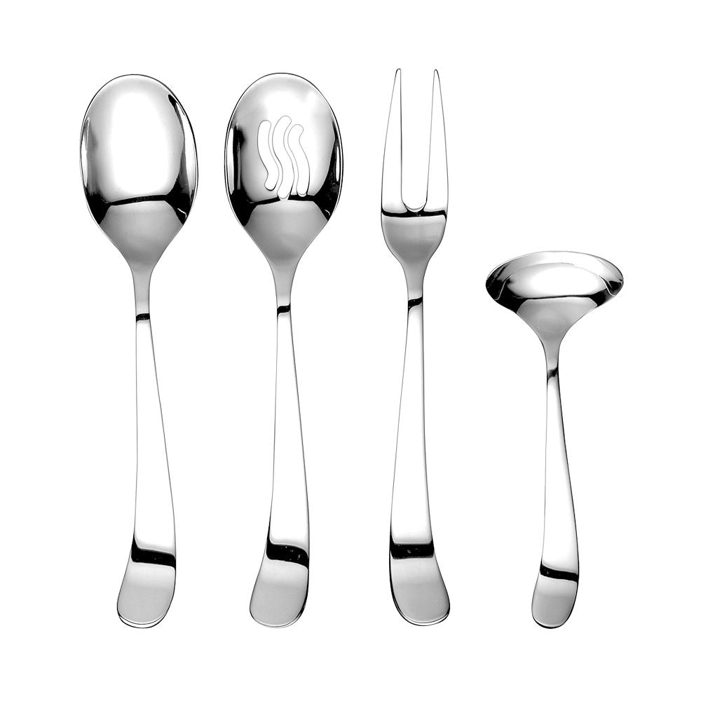 Ginkgo International Helmick Collection 4-Piece Stainless Steel Sea Drift Hostess Set