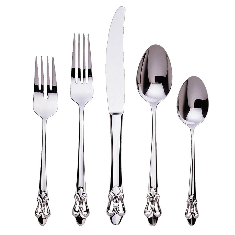 Ginkgo International Helmick Collection 5-Piece Stainless Steel Fleur de Lis Flatware Set