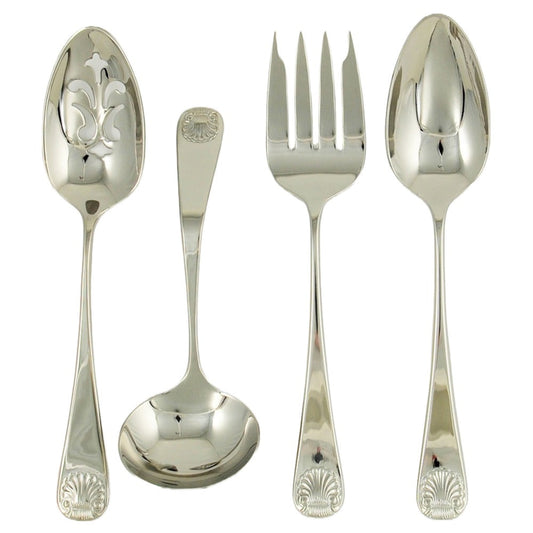 Ginkgo International Helmick Premier 4-Piece Stainless Steel Coquille Hostess Set