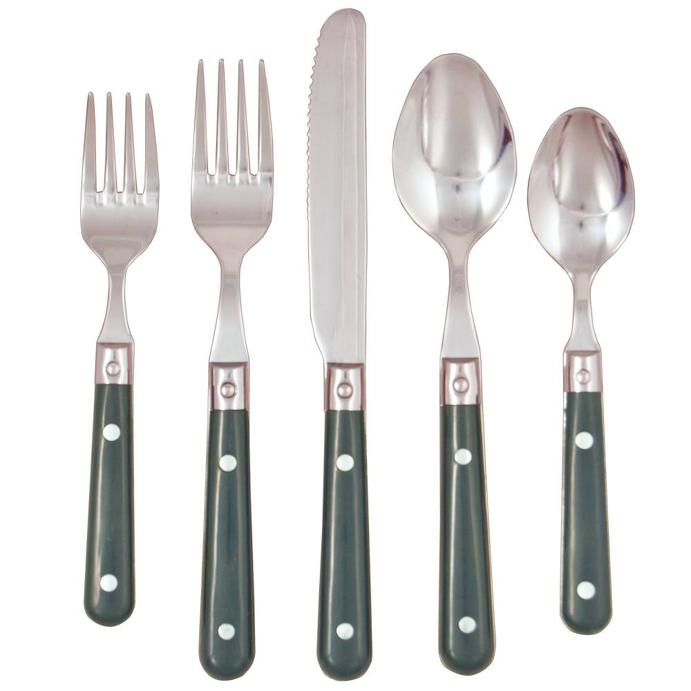 Ginkgo International Stainless Collection 20-Piece LePrix Hunter Green Flatware Set