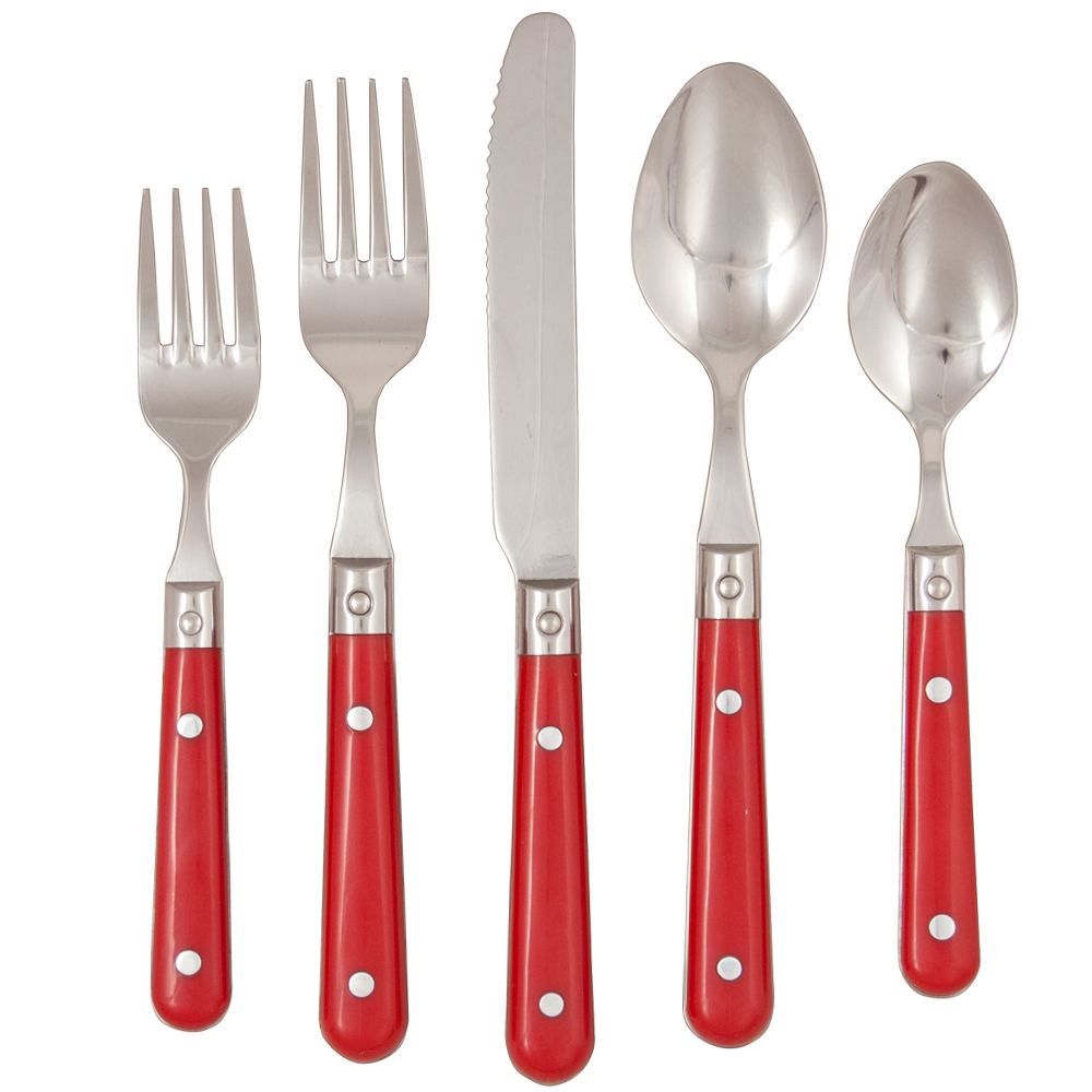 Ginkgo International Stainless Collection 20-Piece LePrix Milano Red Flatware Set