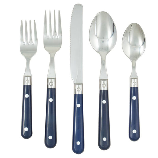 Ginkgo International Stainless Collection 20-Piece LePrix Navy Blue Flatware Set