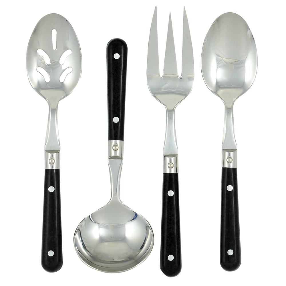 Ginkgo International Stainless Collection 4-Piece LePrix Black Hostess Set