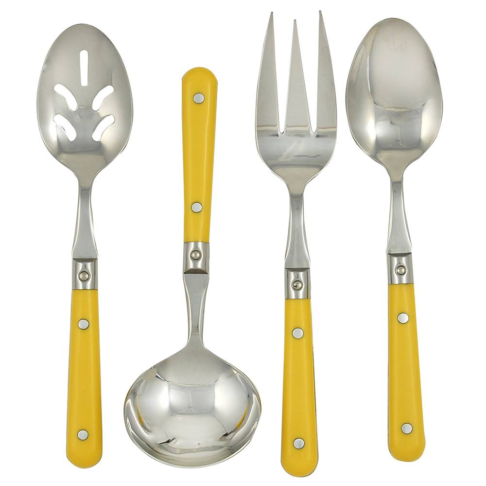 Ginkgo International Stainless Collection 4-Piece LePrix Mimosa Yellow Hostess Set