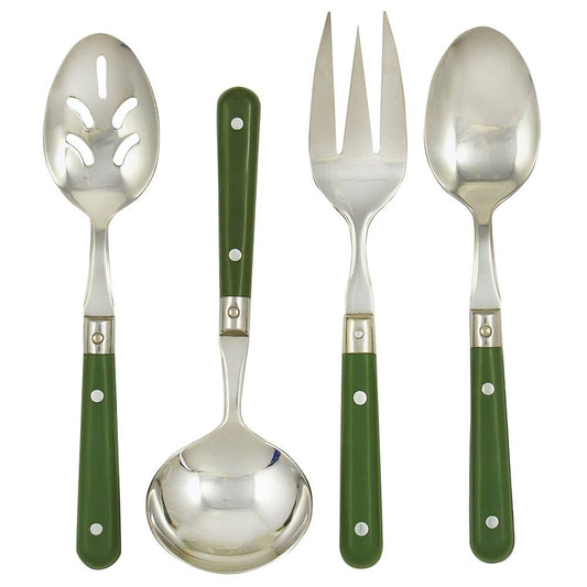 Ginkgo International Stainless Collection 4-Piece LePrix Moss Green Hostess Set