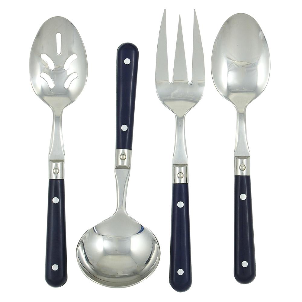 Ginkgo International Stainless Collection 4-Piece LePrix Navy Blue Hostess Set