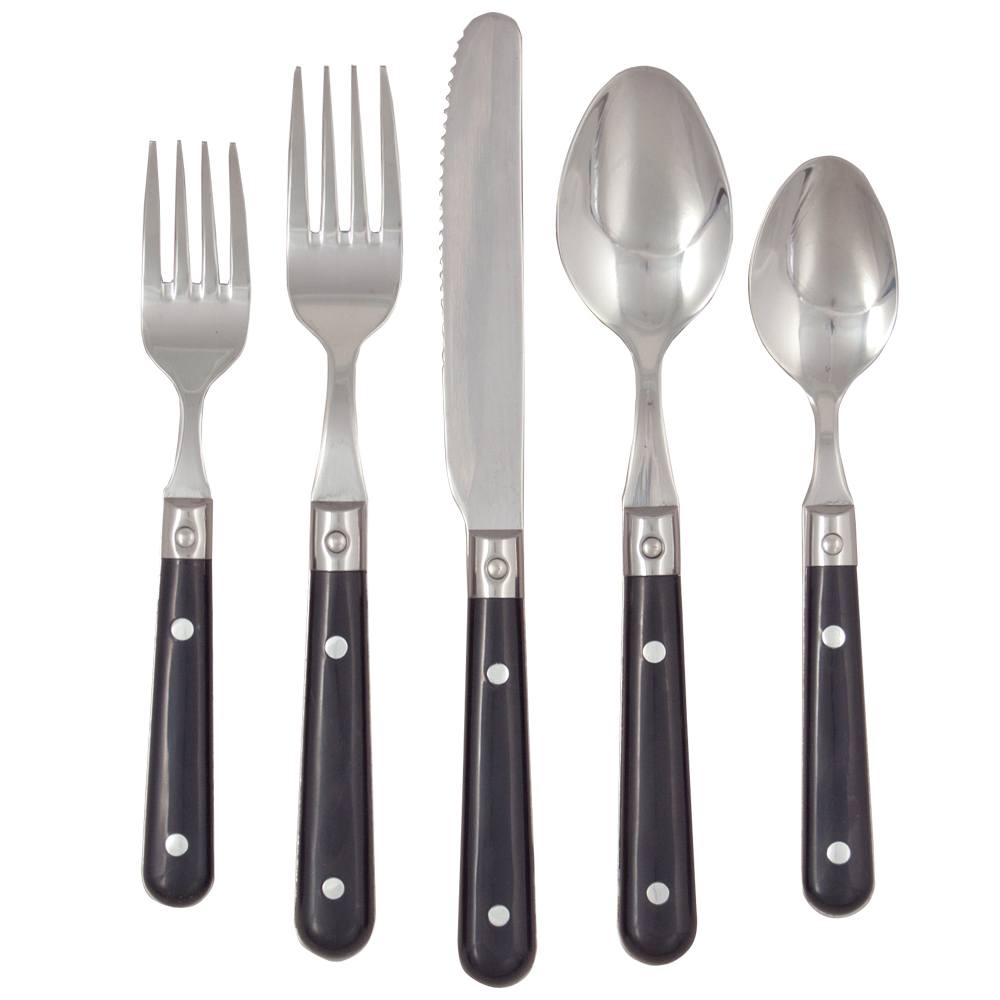 Ginkgo International Stainless Collection 5-Piece LePrix Black Flatware Set